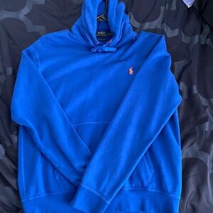Polo — Large — Blue & Orange Pullover Hoodie